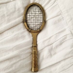 Vintage Brass Tennis Racket Paper Weight Or Decor
